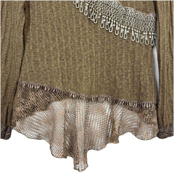 Zeeba Brown Lace Embroidered Floral Top M Forest Fairy Whimsigoth Festival Y2K - Picture 4 of 12